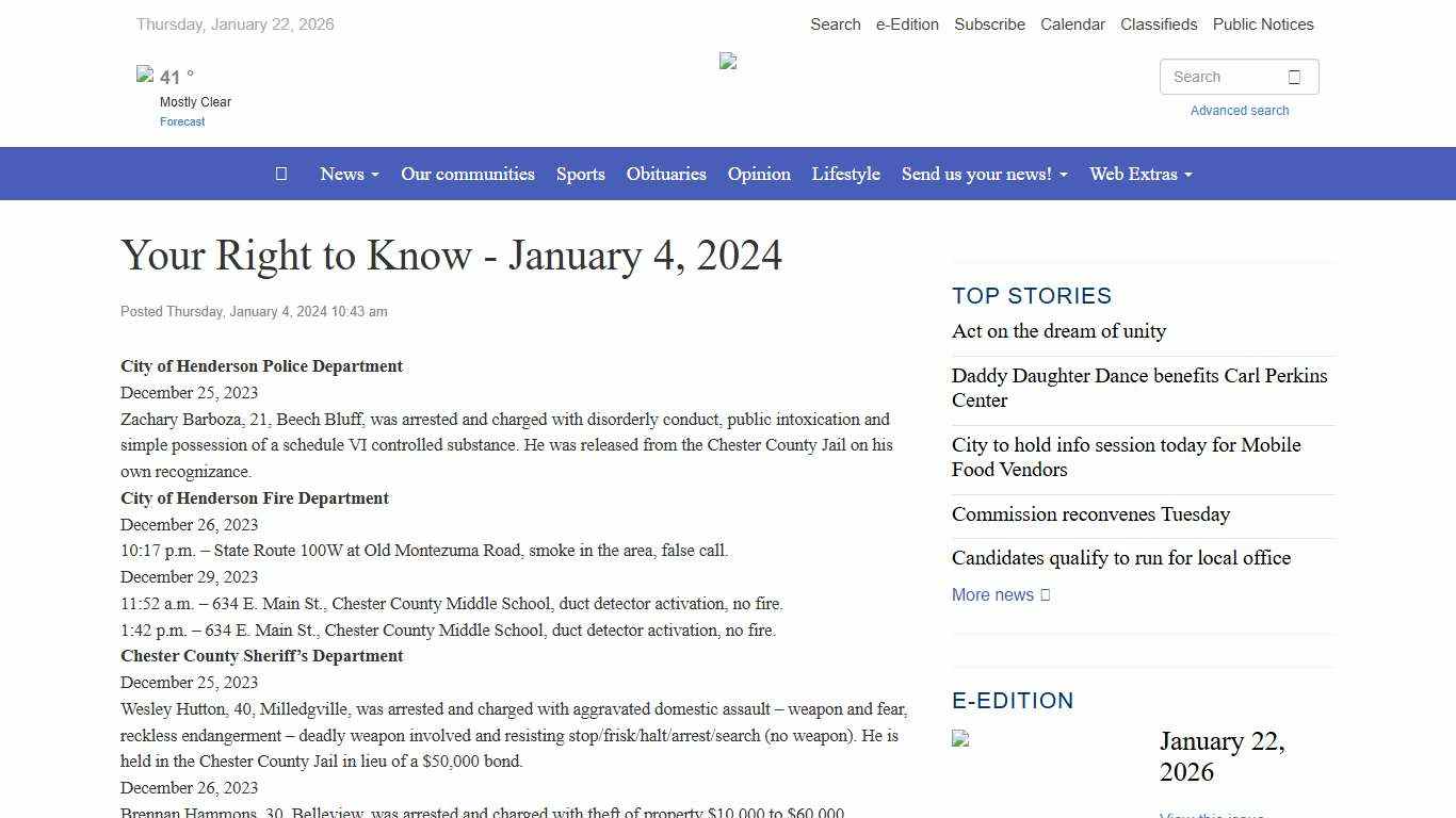 Your Right to Know - January 4, 2024 - Chester County Independent