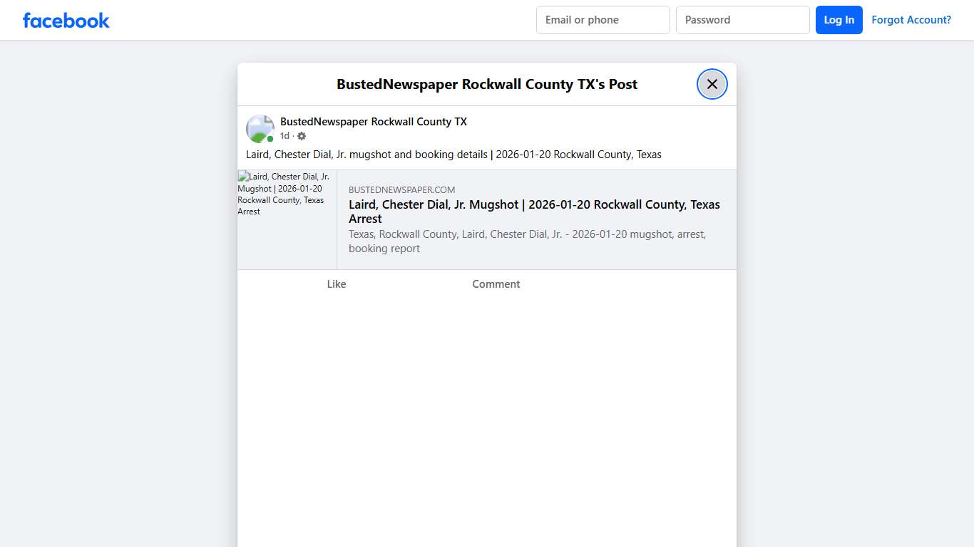 Laird, Chester Dial,... - BustedNewspaper Rockwall County TX Facebook
